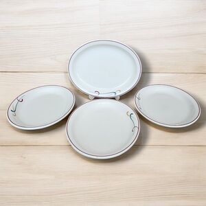 Vintage Homer Laughlin China Oval Restaurant Ware Platter Red/ Maroon Rim Set 4